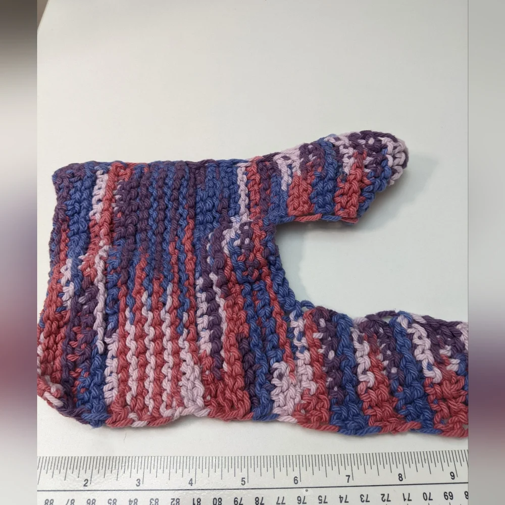 Tunisian Crochet Baby Bib, multicolor cotton yarn, handmade in the USA, Unisex